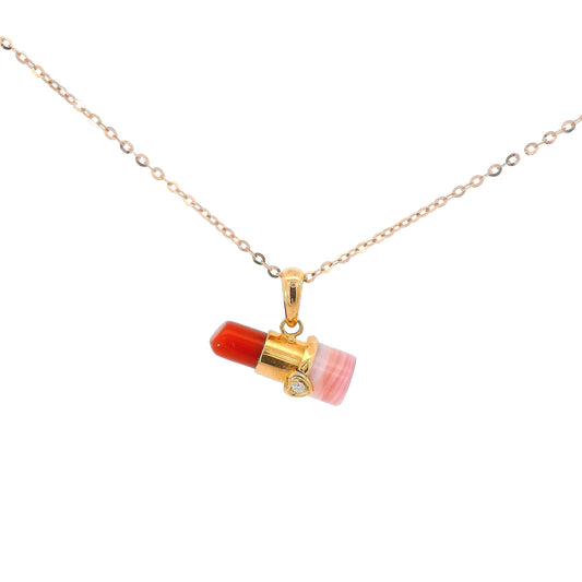 18k Diamond Pendant - Lipstick